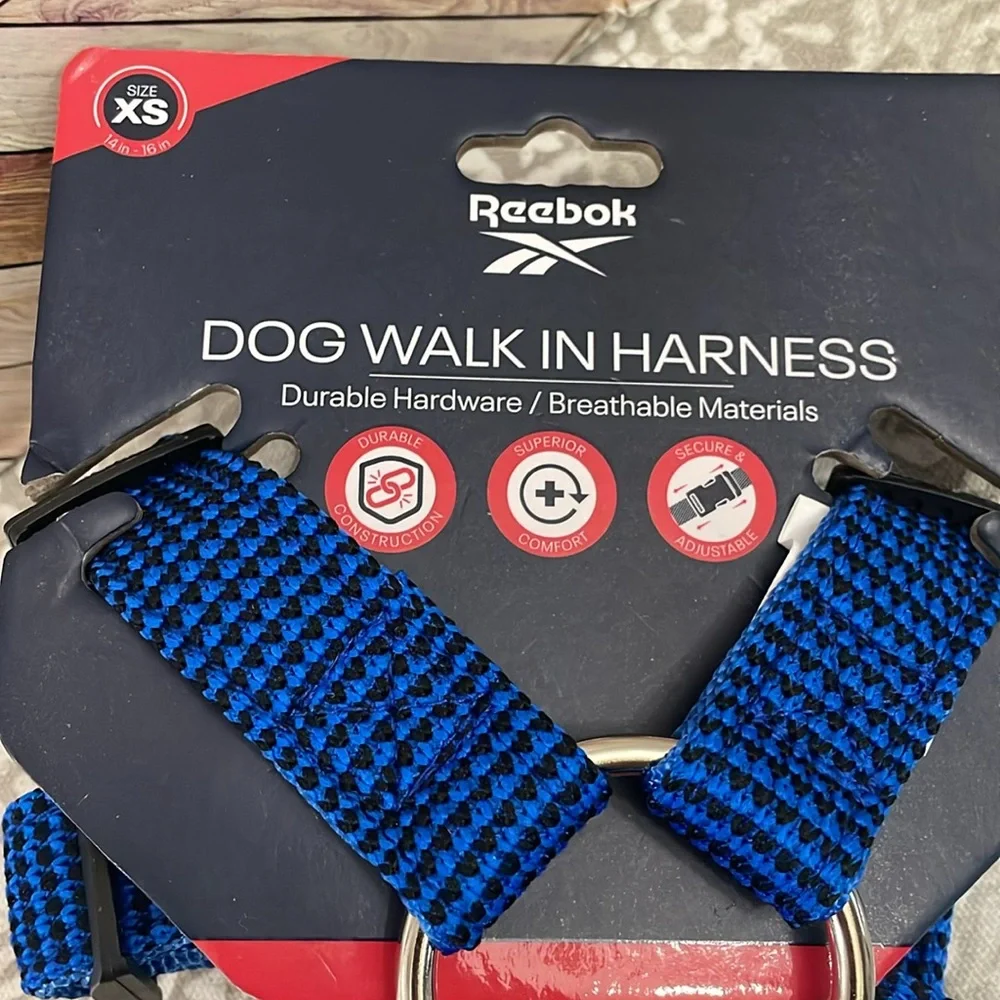 REEBOK Dog walk in harness‎ durable breathable material XS 14-16” blue